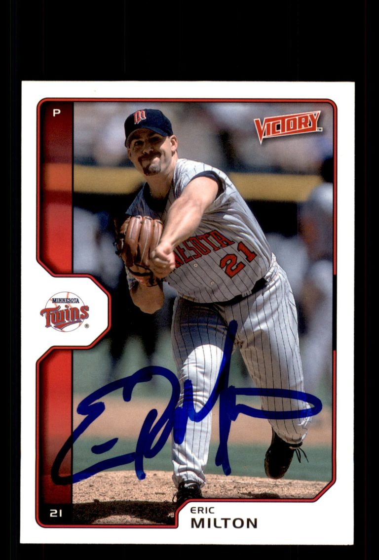 Signed Baseball Card Auto Eric Milton 2002 Upper Deck Victory #198 Twins