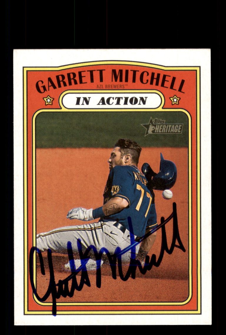 Signed Baseball Card Auto Garrett Mitchell 2021 Topps Heritage Minor League #185