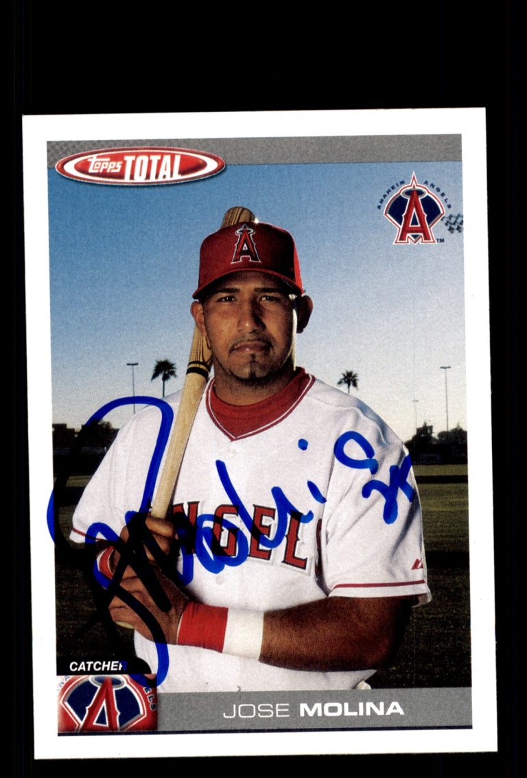 Signed Baseball Card Auto Jose Molina 2004 Topps Total #389 Anaheim Angels