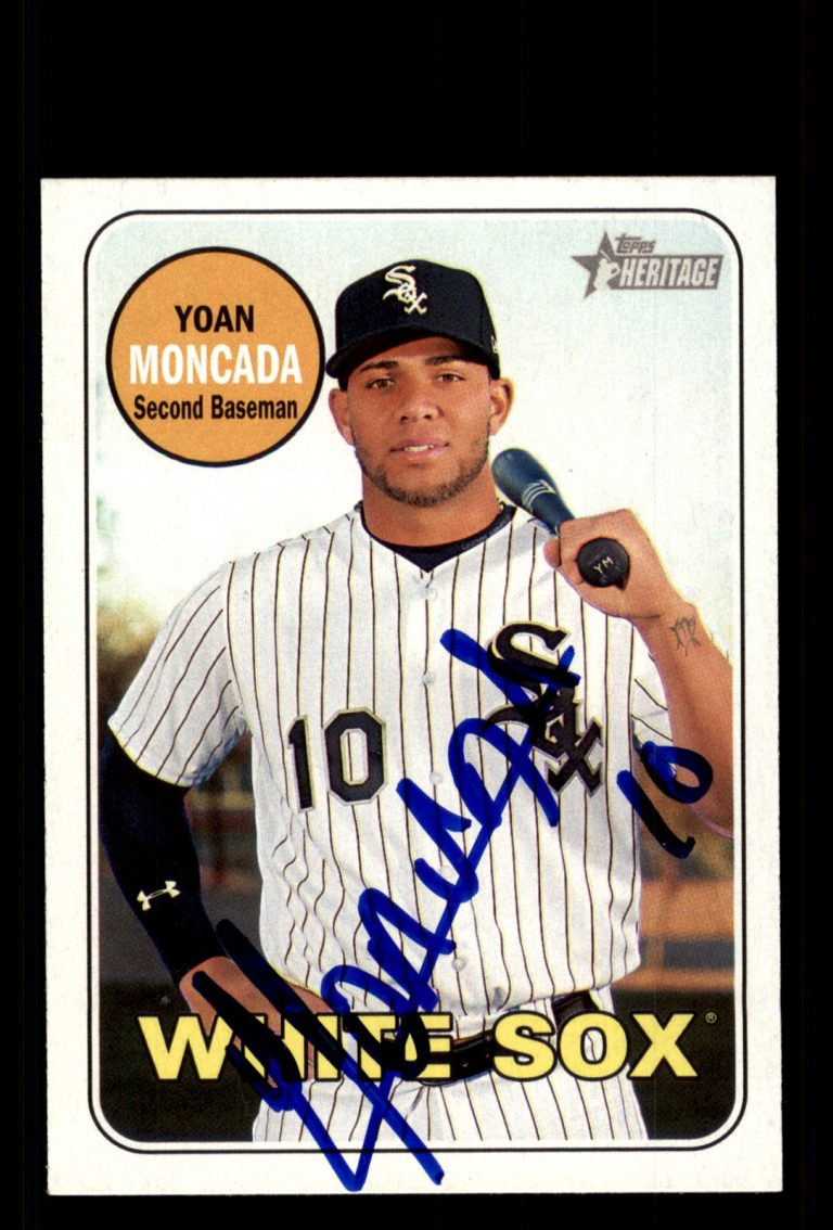 Signed Baseball Card Auto Yoan Moncada 2018 Topps Heritage #201 White Sox