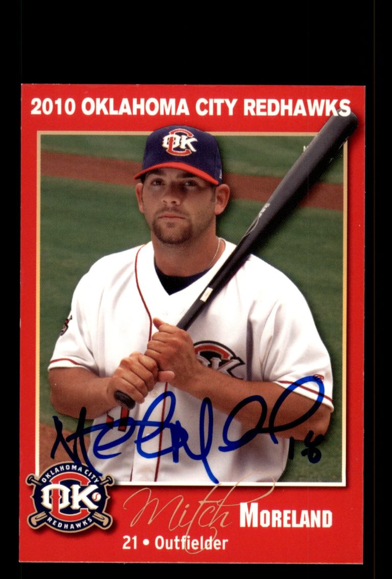 Signed Baseball Card Auto Mitch Moreland 2010 MultiAd Oklahoma City RedHawks
