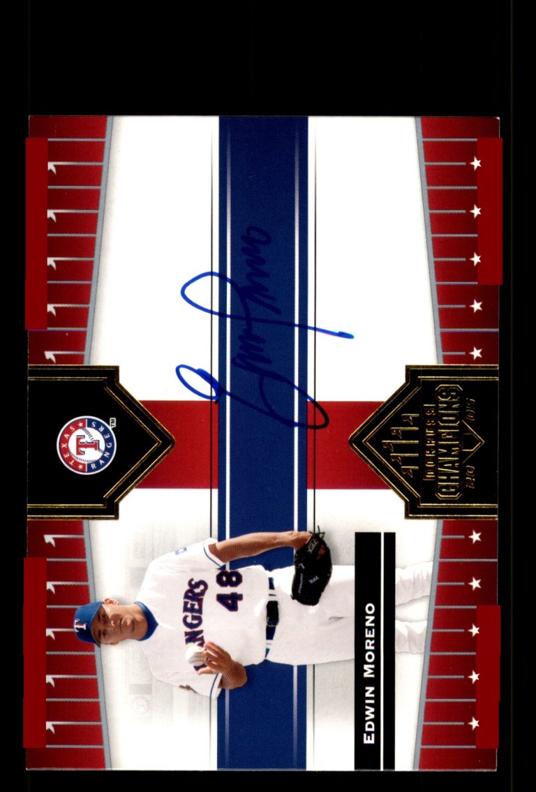 Signed Baseball Card Auto Edwin Moreno 2005 Donruss Champions #374 Texas Rangers
