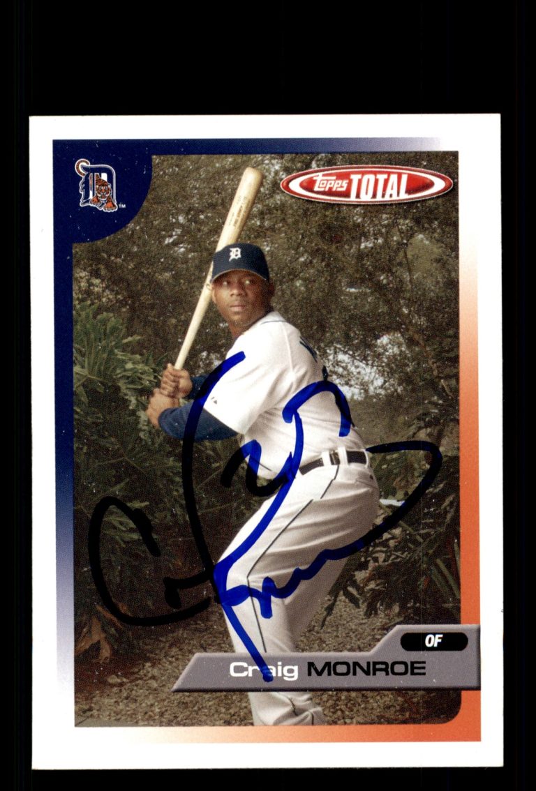 Signed Baseball Card Auto Craig Monroe 2005 Topps Total #164 Detroit Tigers