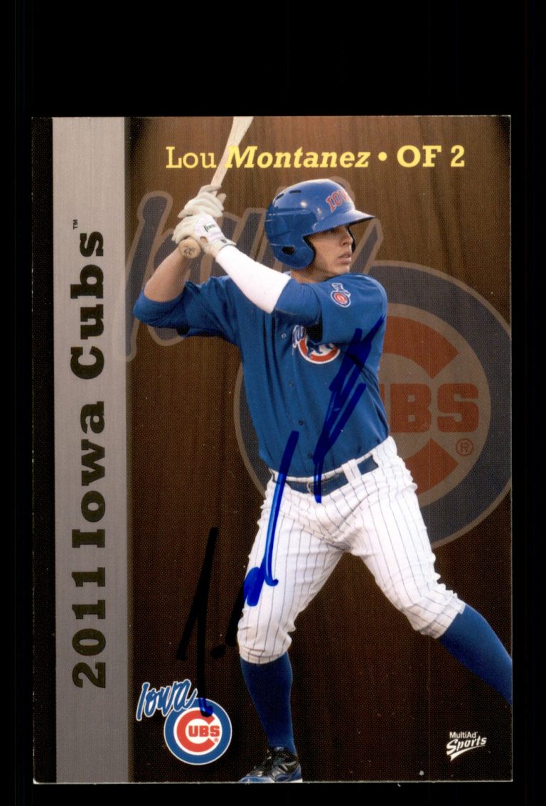 Signed Baseball Card Auto Lou Montanez 2011 MultiAd Iowa Cubs