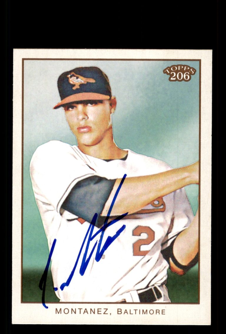 Signed Baseball Card Auto Lou Montanez 2009 Topps 206 #105 Baltimore Orioles