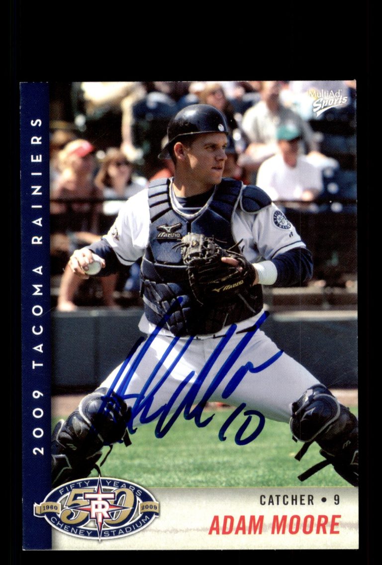 Signed Baseball Card Auto Adam Moore 2009 MultiAd Tacoma Rainiers