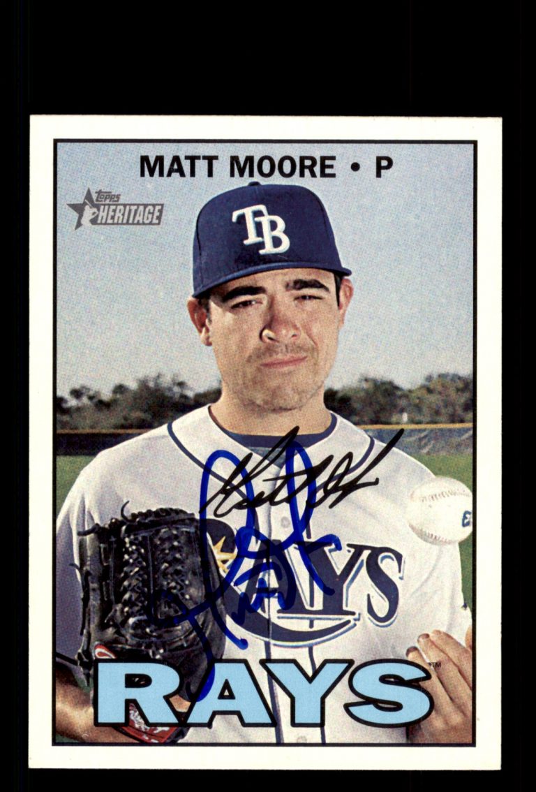 Signed Baseball Card Auto Matt Moore 2016 Topps Heritage #591 Tampa Bay Rays