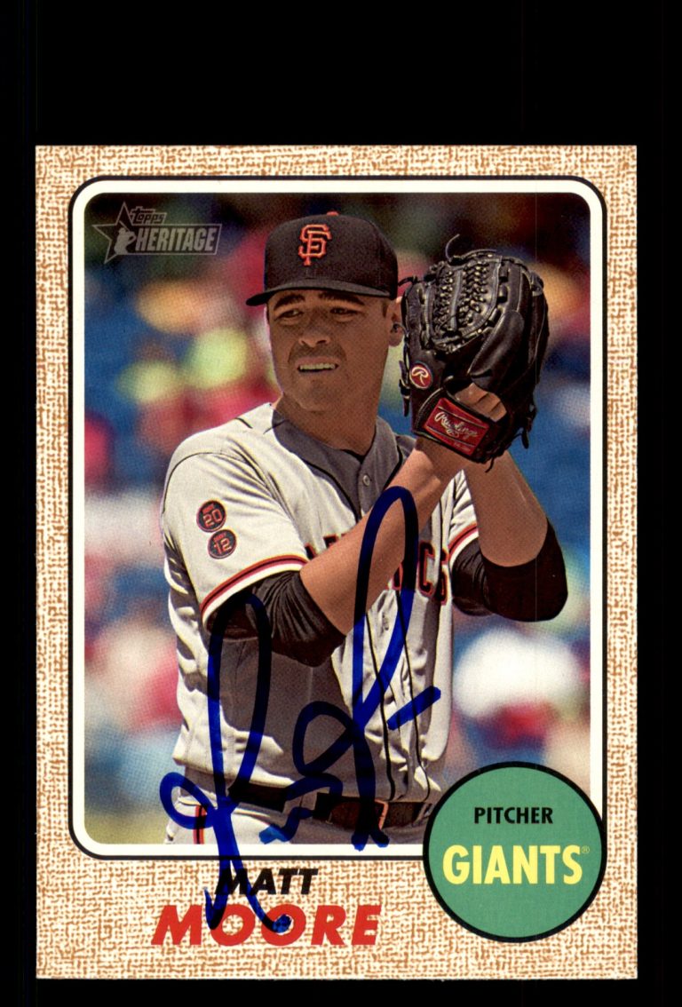 Signed Baseball Card Auto Matt Moore 2017 Topps Heritage #391 Giants