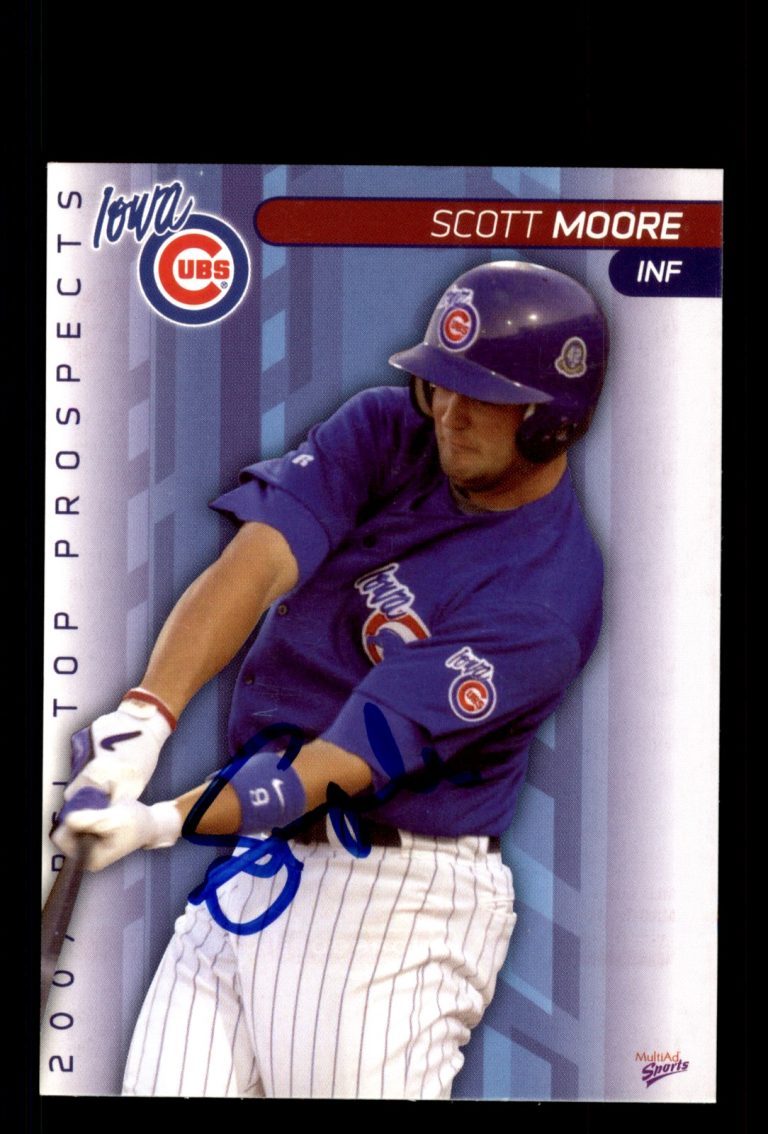 Signed Baseball Card Auto Scott Moore 2007 Pacific Coast League Top Prospects