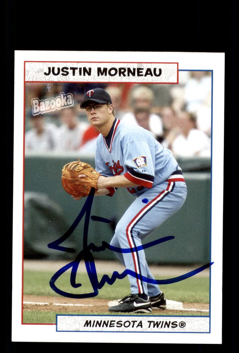 Signed Baseball Card Auto Justin Morneau 2005 Bazooka #77 Minnesota Twins