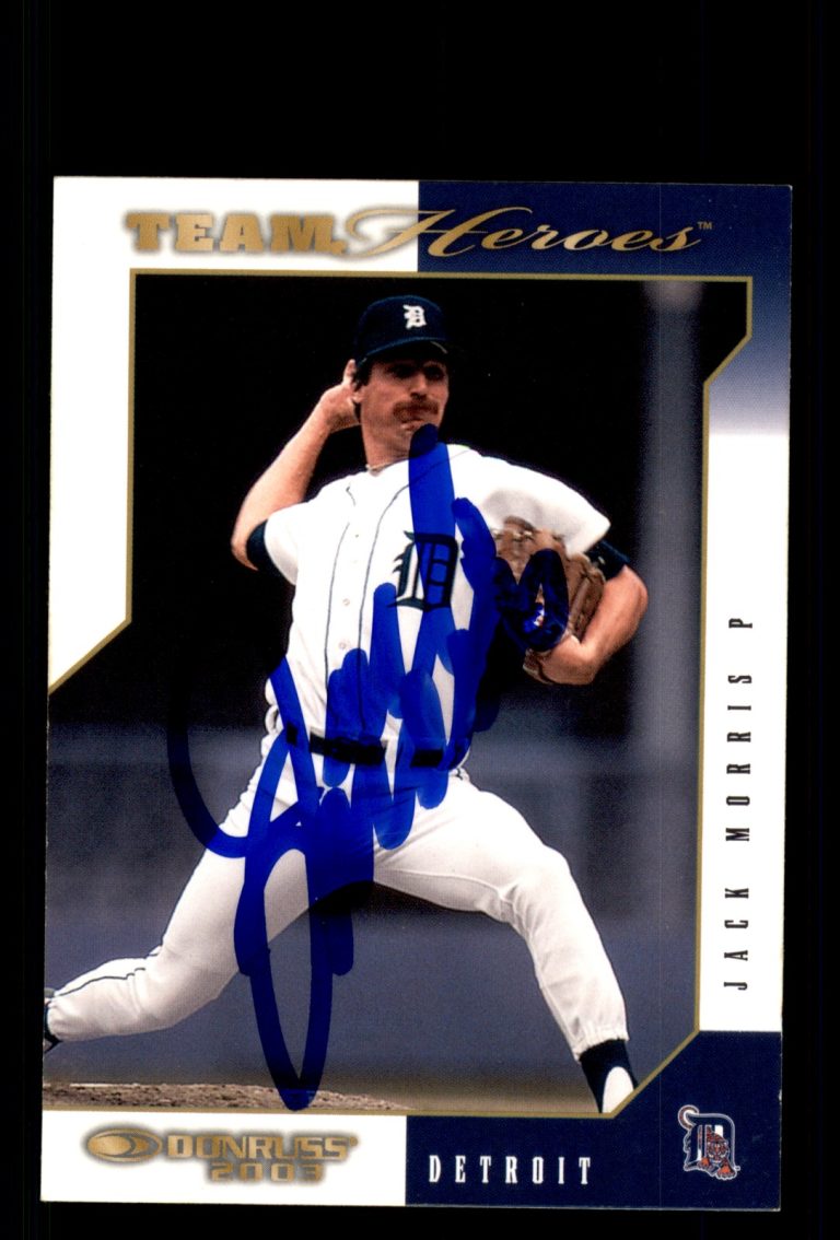 Signed Baseball Card Auto Jack Morris 2003 Donruss Team Heroes #185 Tigers