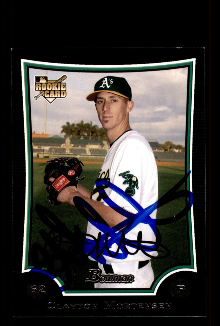 Signed Baseball Card Auto Clayton Mortensen 2009 Bowman #BDP38 Oakland A's