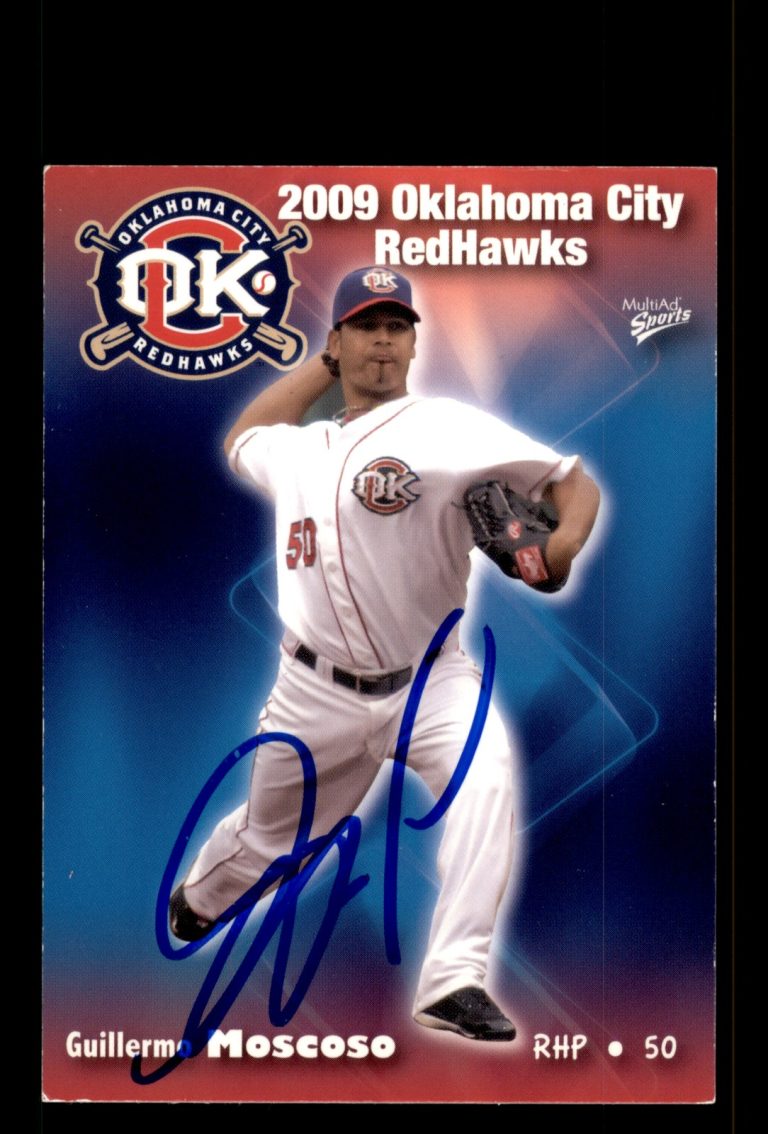 Signed Baseball Card Auto Guillermo Moscoso 2009 Oklahoma City RedHawks