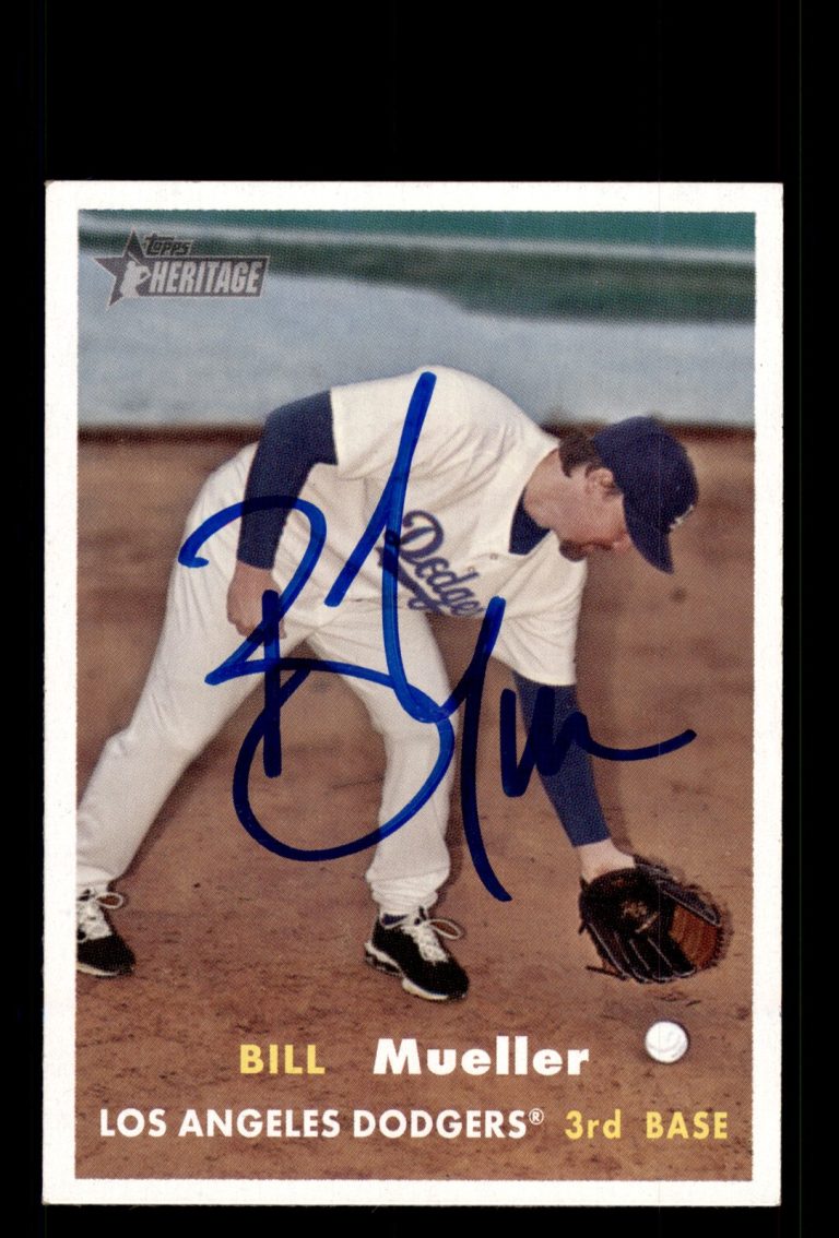 Signed Baseball Card Auto Bill Mueller 2006 Topps Heritage #172 Dodgers