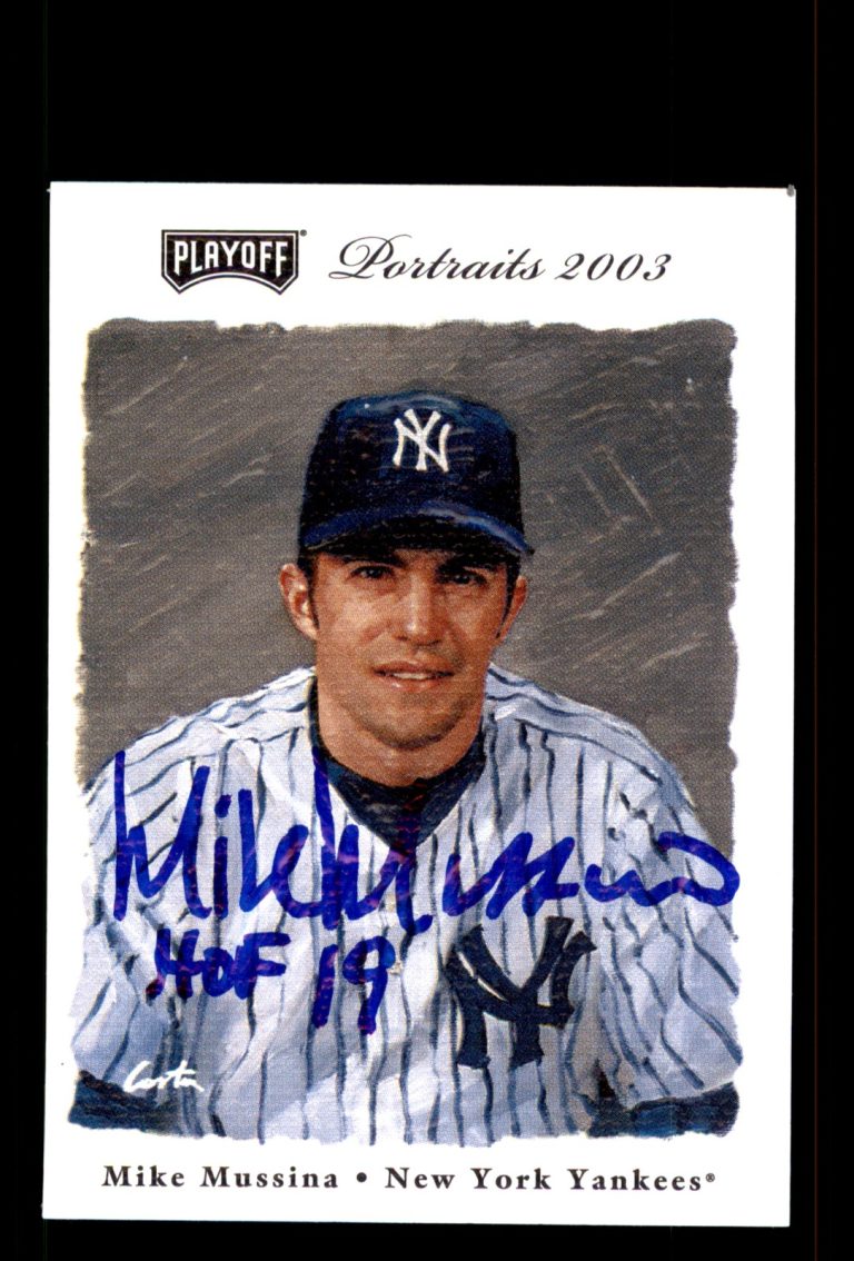 Signed Baseball Card Auto Mike Mussina 2003 Playoff Portraits #22 Yankees