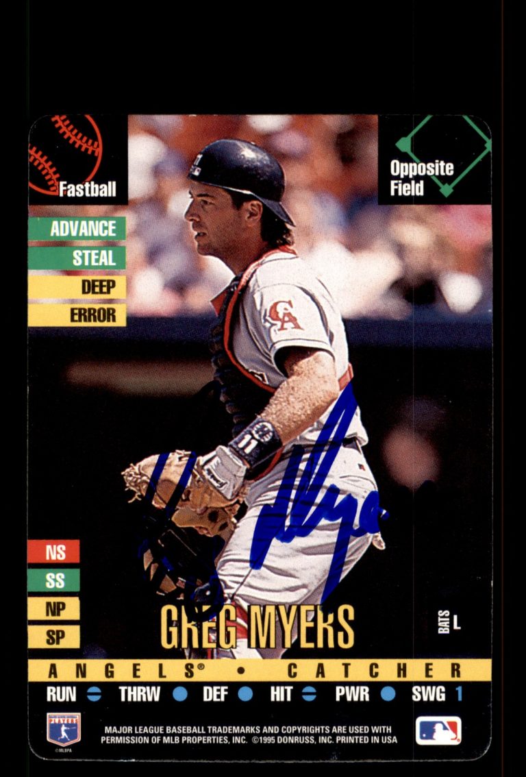 Signed Baseball Card Auto Greg Myers 1995 Donruss Top of the Order