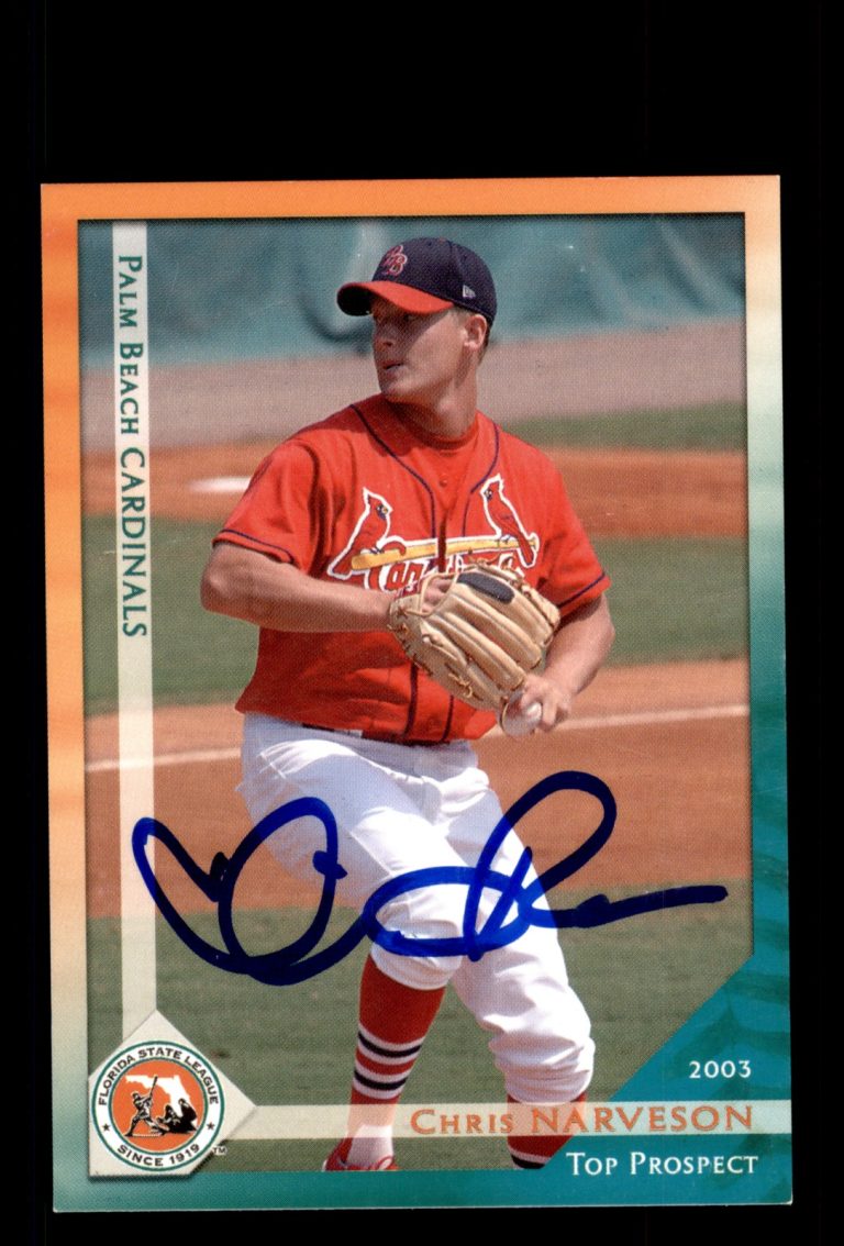 Signed Baseball Card Auto Chris Narveson 2003 Florida State League Top Prospects