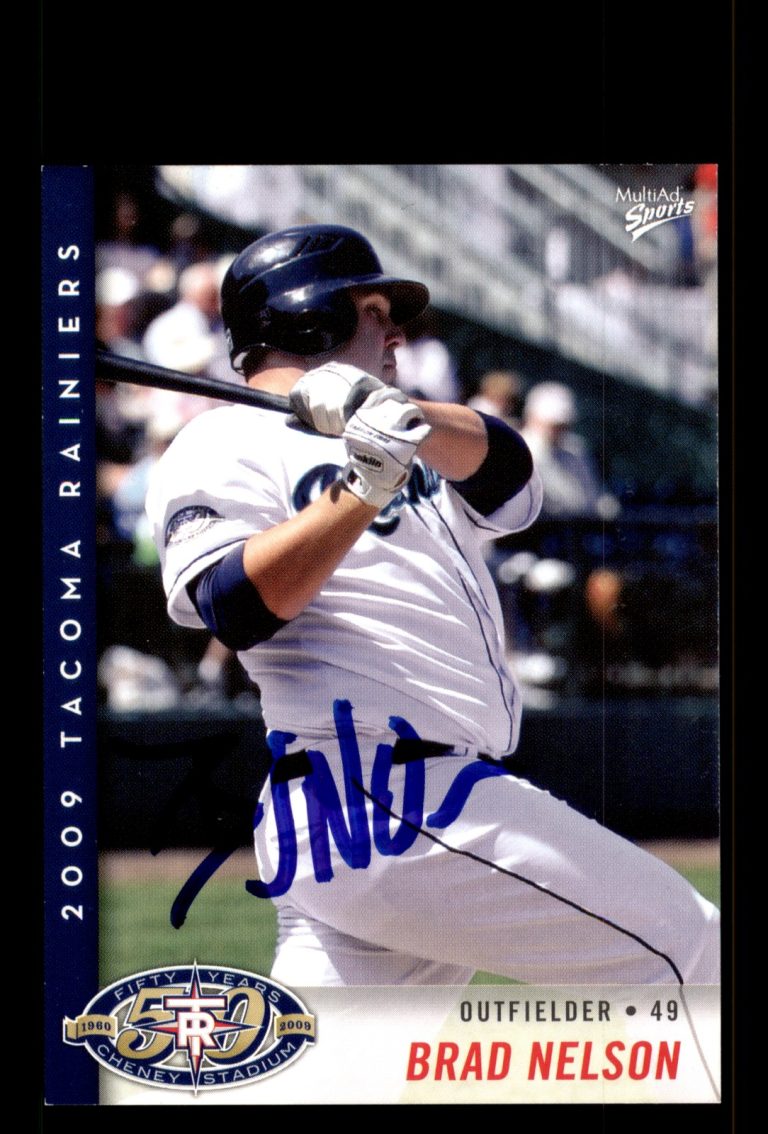Signed Baseball Card Auto Brad Nelson 2009 MultiAd Tacoma Rainiers