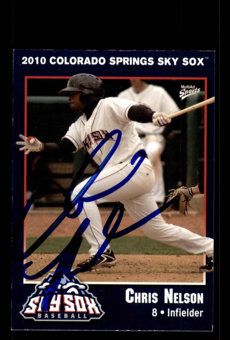 Signed Baseball Card Auto Chris Nelson 2010 MultiAd Colorado Springs Sky Sox