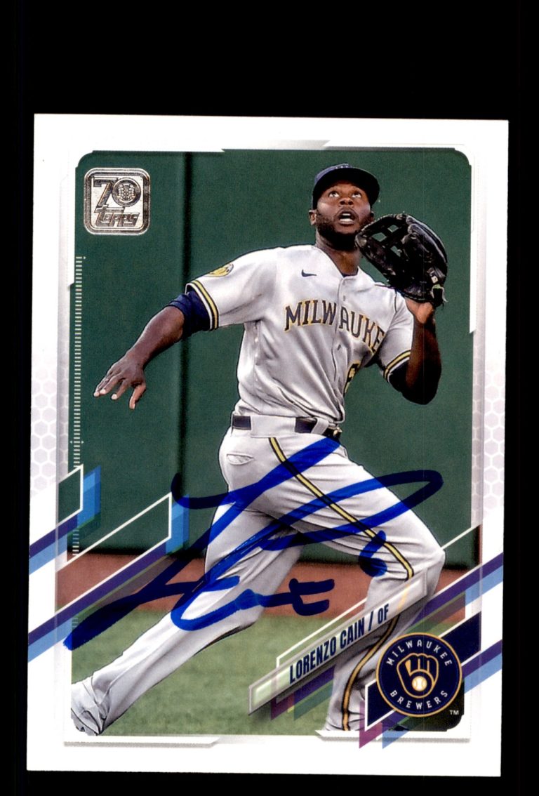 Signed Baseball Card Auto Lorenzo Cain 2021 Topps #234 Milwaukee Brewers