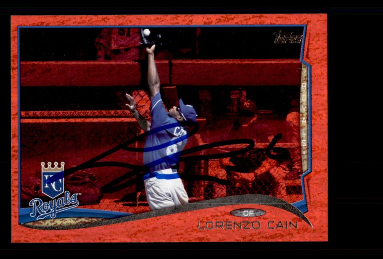 Signed Baseball Card Auto Lorenzo Cain 2014 Topps #357 Kansas City Royals Foil