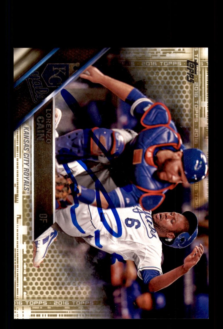 Signed Baseball Card Auto Lorenzo Cain 2016 Topps #696 Kansas City Royals Gold