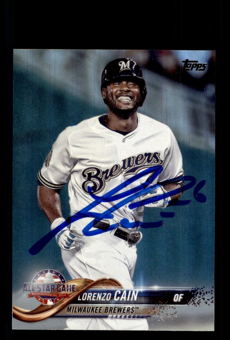 Signed Baseball Card Auto Lorenzo Cain 2018 Topps Update #US186 Brewers