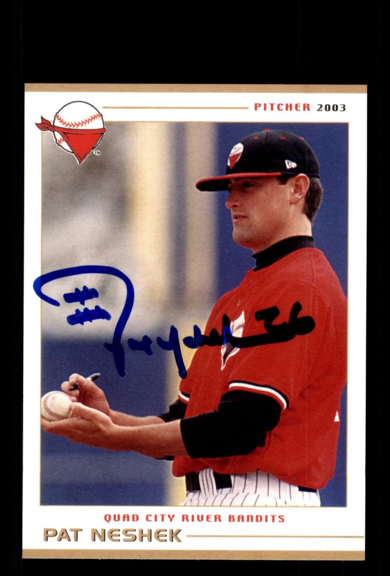 Signed Baseball Card Auto Pat Neshek 2003 Grandstand Quad Cities River Bandits