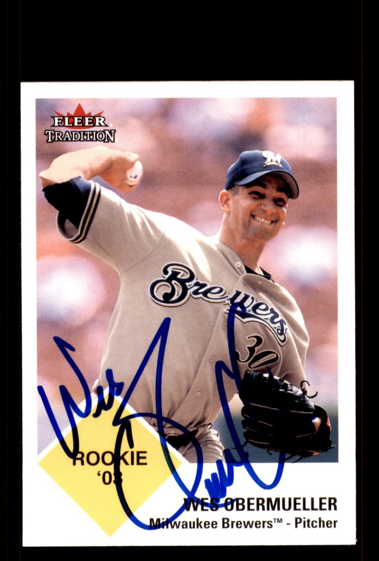 Signed Baseball Card Auto Wes Obermueller 2003 Fleer Tradition #U308 Brewers