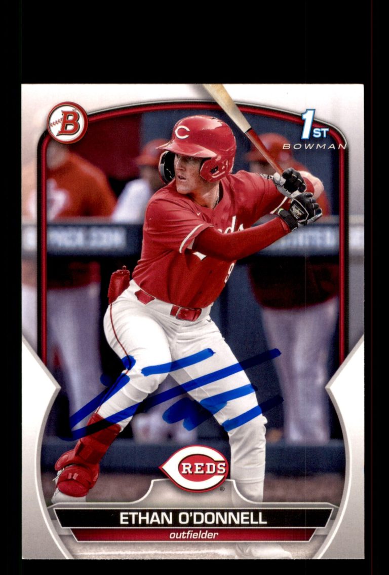 Signed Baseball Card Auto Ethan O'Donnell 2023 Bowman Draft #BD-56 Reds
