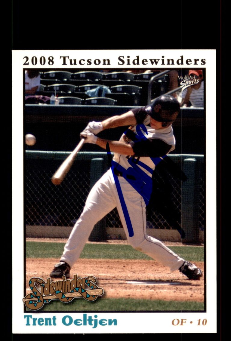 Signed Baseball Card Auto Trent Oeltjen 2008 MultiAd Tucson Sidewinders