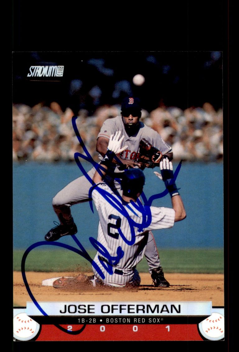 Signed Baseball Card Auto Jose Offerman 2001 Stadium Club #81 Boston Red Sox