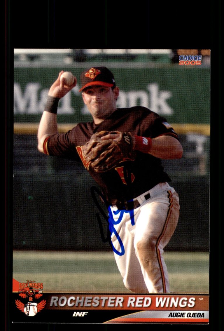 Signed Baseball Card Auto Augie Ojeda 2005 Choice Rochester Red Wings