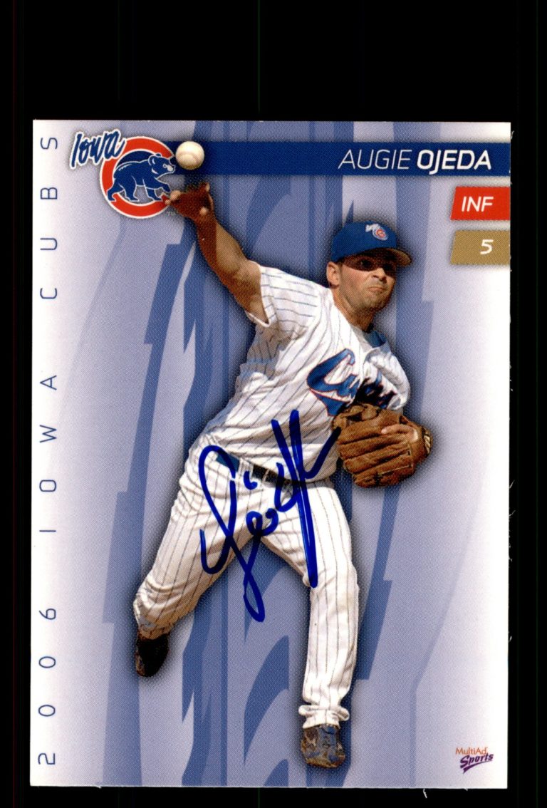 Signed Baseball Card Auto Augie Ojeda 2006 MultiAd Iowa Cubs