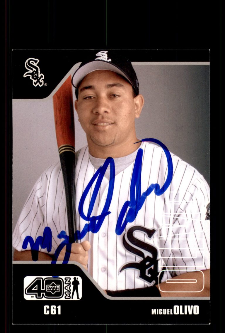Signed Baseball Card Auto Miguel Olivo 2002 Upper Deck 40-Man #419 White Sox