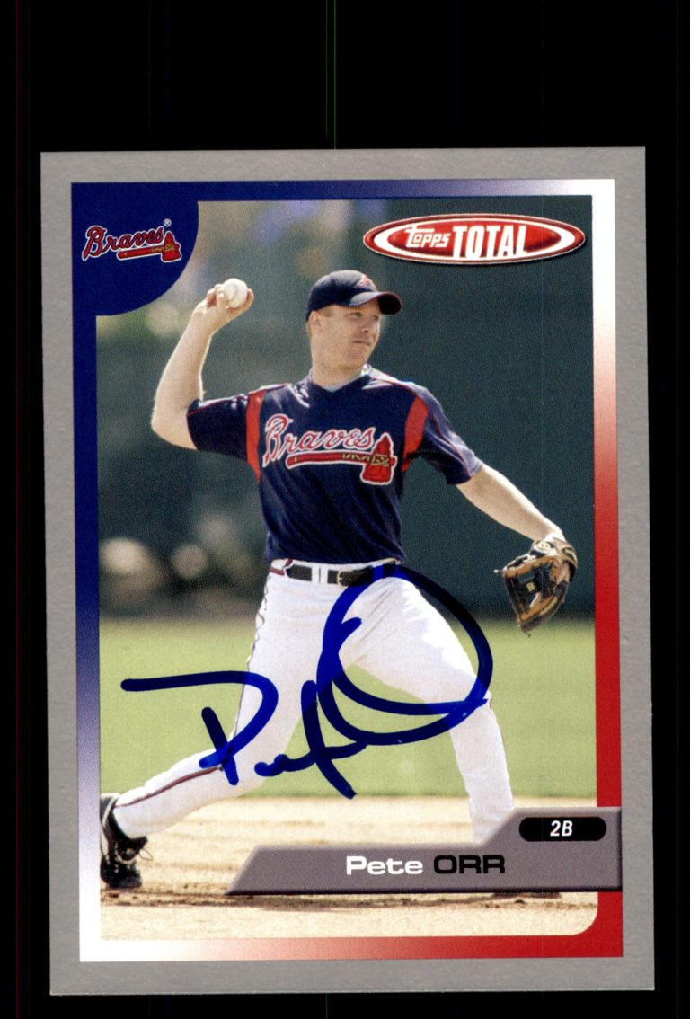 Signed Baseball Card Auto Pete Orr 2005 Topps Total #269 Braves Silver