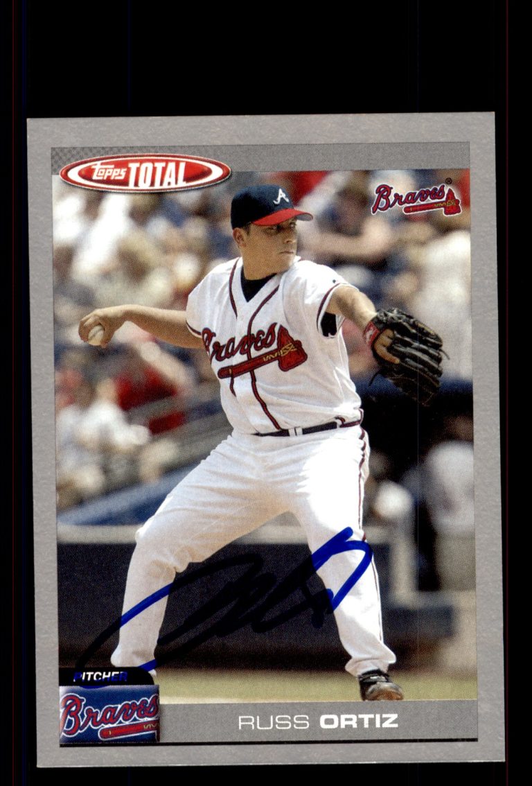 Signed Baseball Card Auto Russ Ortiz 2004 Topps Total #385 Braves Silver