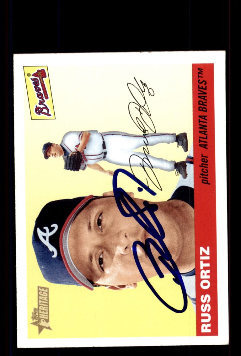 Signed Baseball Card Auto Russ Ortiz 2004 Topps Heritage #295 Atlanta Braves