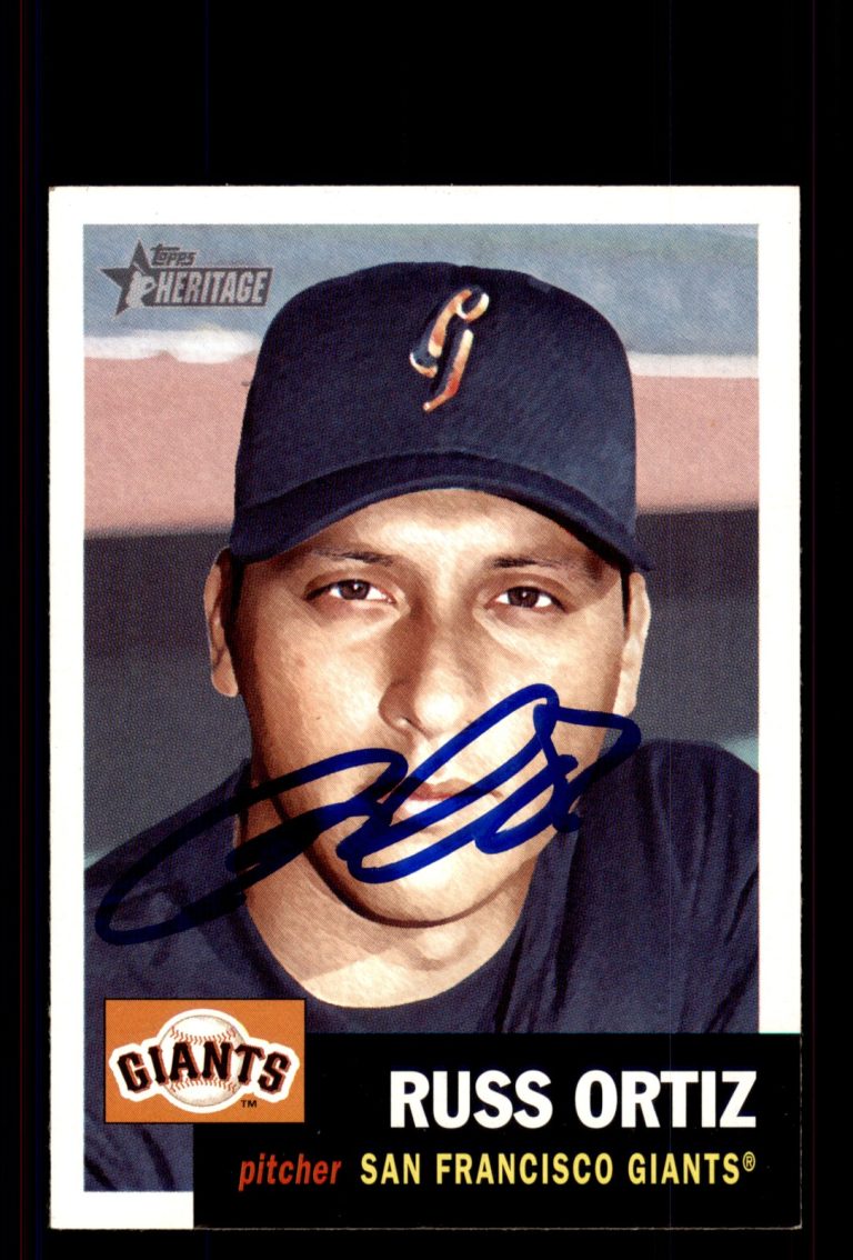 Signed Baseball Card Auto Russ Ortiz 2002 Topps Heritage #323 Giants