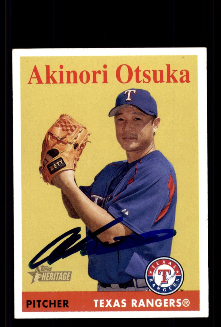Signed Baseball Card Auto Akinori Otsuka 2007 Topps Heritage #453 Texas Rangers