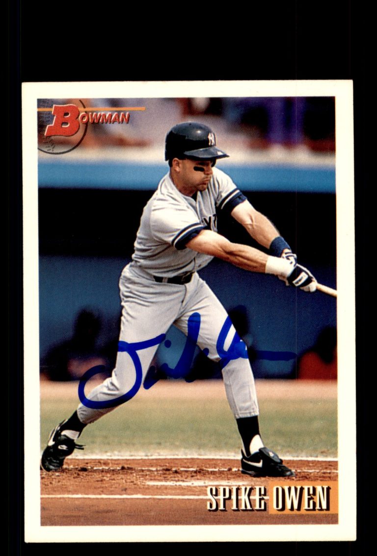 Signed Baseball Card Auto Spike Owen 1993 Bowman #483 New York Yankees