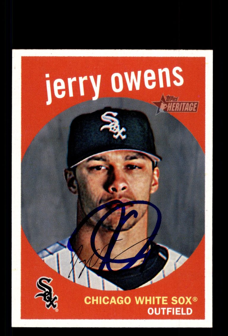 Signed Baseball Card Auto Jerry Owens 2008 Topps Heritage #310 Chicago White Sox
