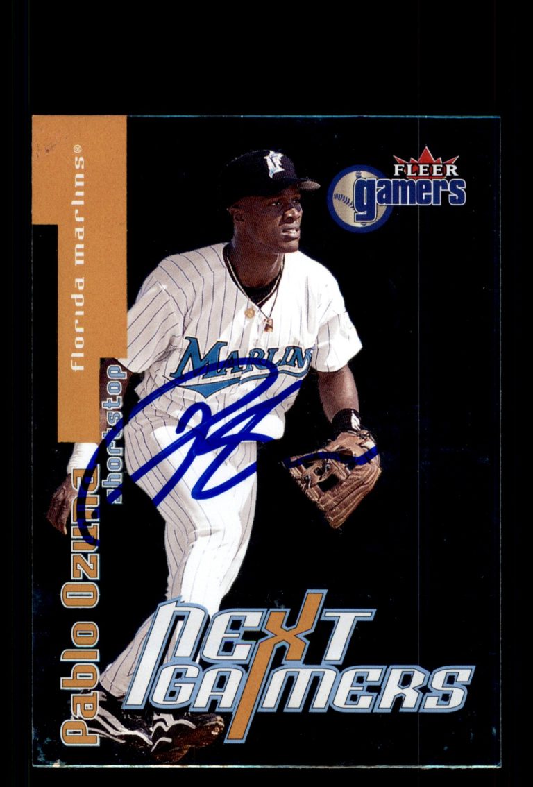 Signed Baseball Card Auto Pablo Ozuna 2000 Fleer Gamers #99 Florida Marlins