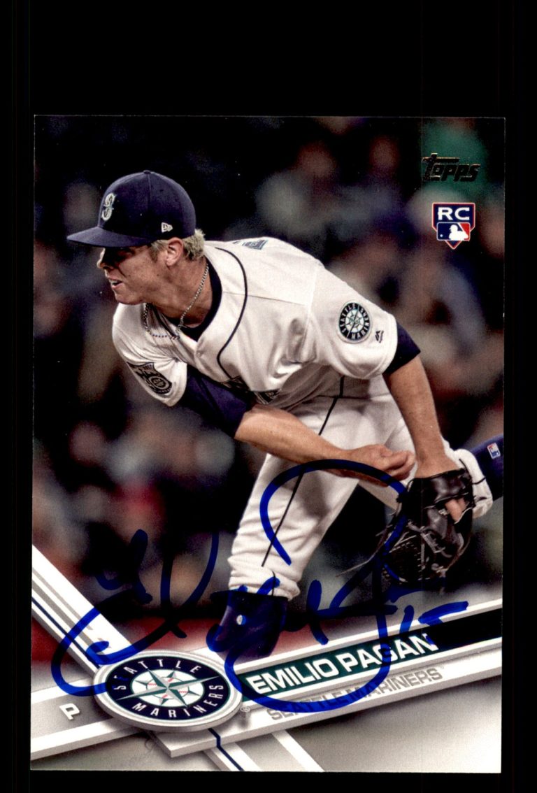 Signed Baseball Card Auto Emilio Pagan 2017 Topps Update #US181 Seattle Mariners