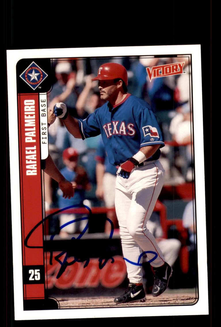 Signed Baseball Card Auto Rafael Palmeiro 2001 Upper Deck Victory #131 Rangers