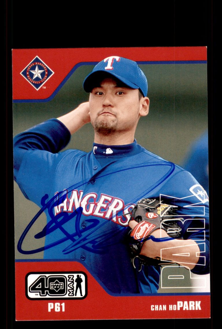 Signed Baseball Card Auto Chan Ho Park 2002 Upper Deck 40-Man #230 Texas Rangers