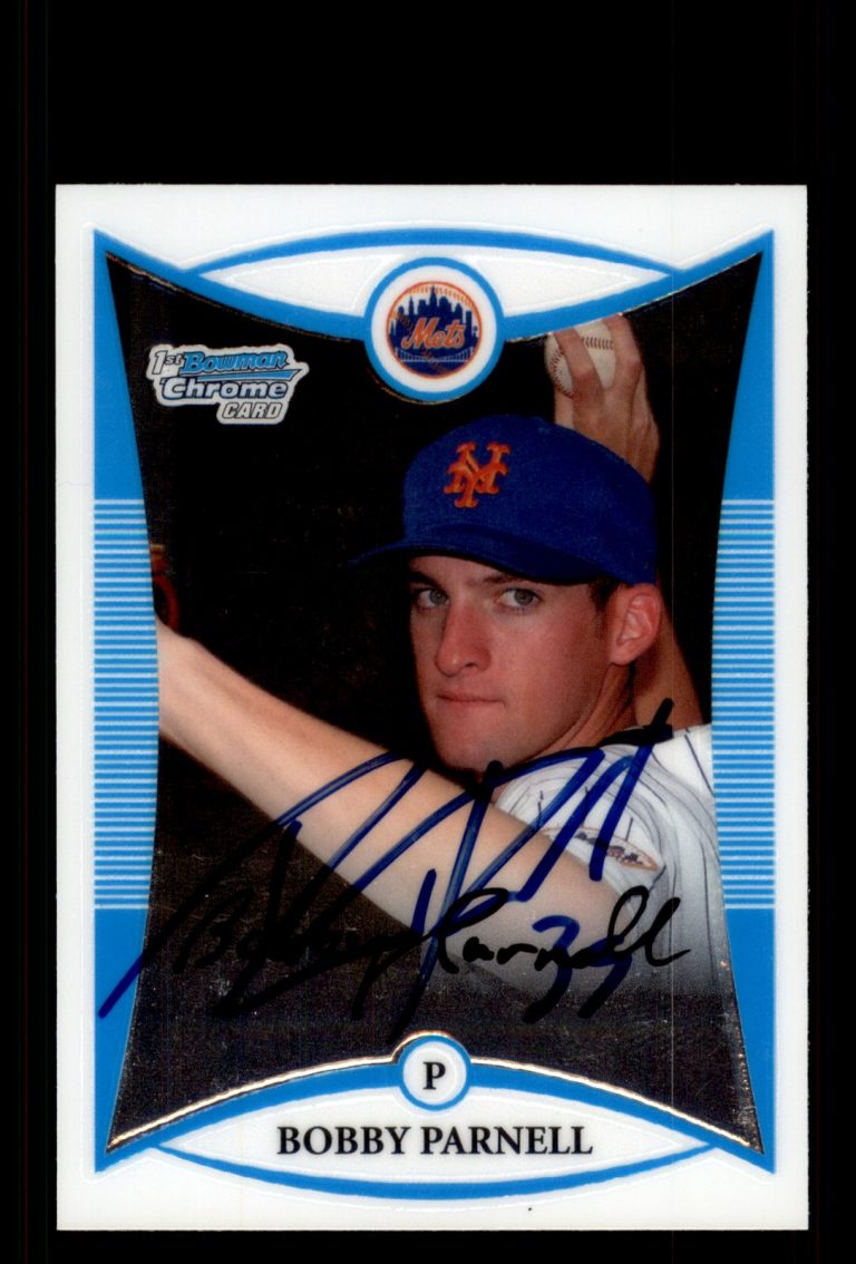 Signed Baseball Card Auto Bobby Parnell 2008 Bowman #BCP10 New York Mets