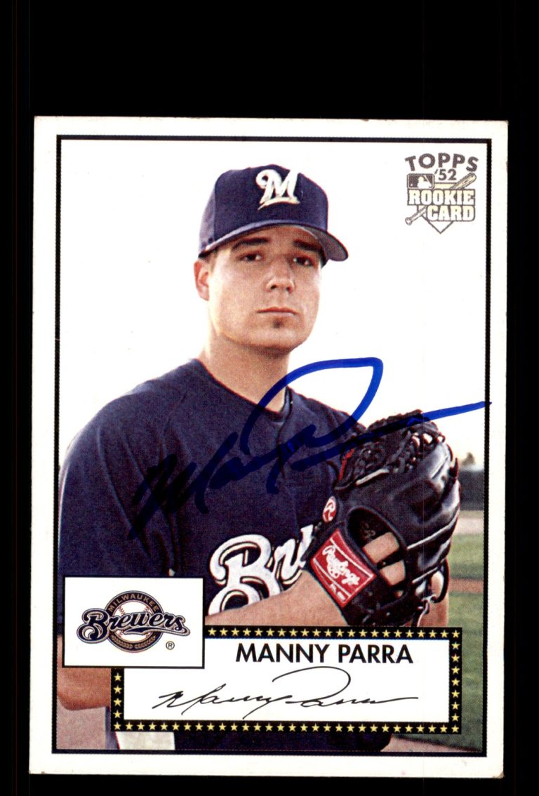Signed Baseball Card Auto Manny Parra 2007 Topps Rookie 52 #185 Brewers
