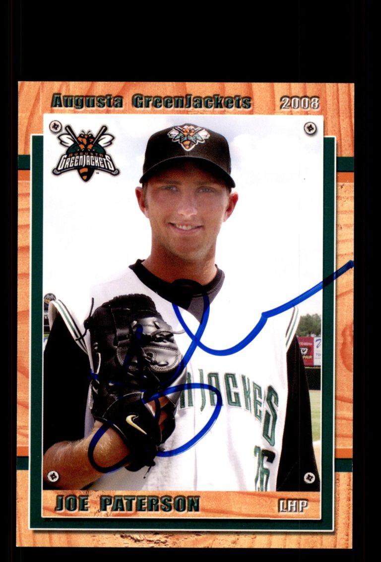 Signed Baseball Card Auto Joe Paterson 2008 Grandstand Augusta GreenJackets