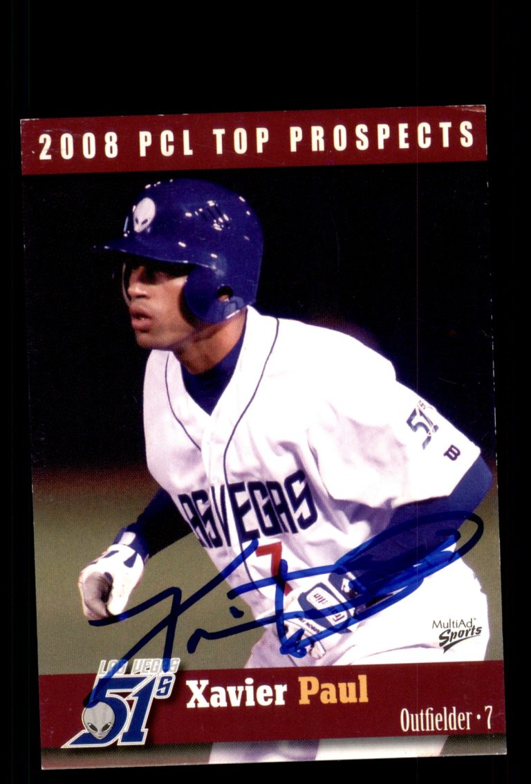 Signed Baseball Card Auto Xavier Paul 2008 Pacific Coast League Top Prospects